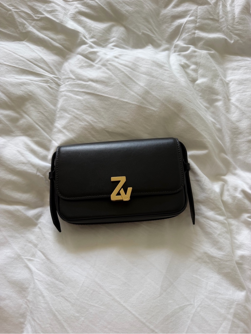 Zadig & Voltaire Black Leather Crossbody Bag with Gold Accent